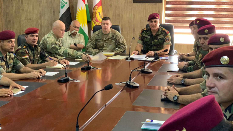 Advisors from the US-led coalition against ISIS on Monday visited the headquarters of the 14th Infantry Brigade (Photo: Ministry of Peshmerga).