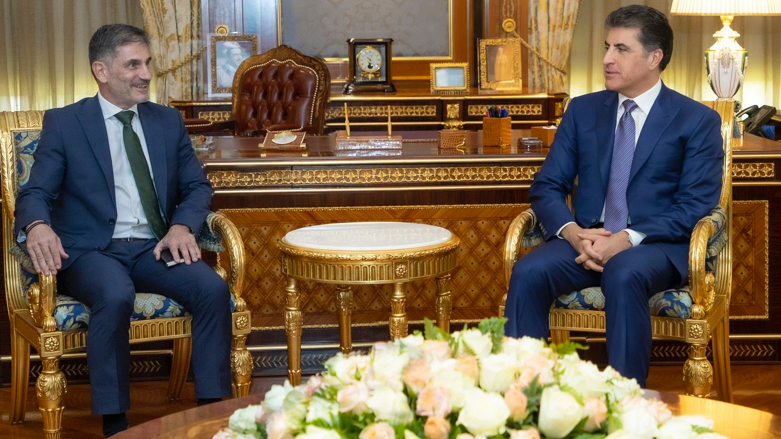 President Nechirvan Barzani received on August 7 in Erbil Germany’s outgoing Consul General in the Kurdistan Region, Klemens Semtner (Photo: Presidency of the Kurdistan Region).