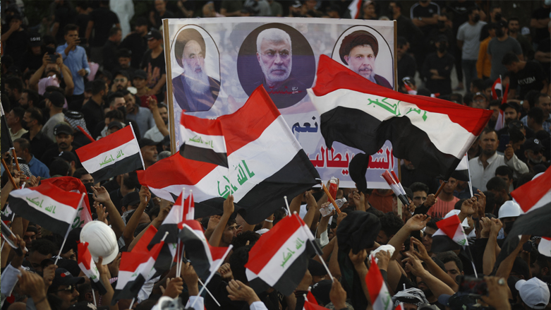 Supporters of Iraq's Shiite Coordinating Framework during a rally outside the capital Baghdad's high-security green zone, on August 12, 2022. (Photo: Ahmad Al-Rubaye/AFP)