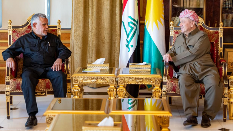 Masoud Barzani, President of the Kurdistan Democratic Party (KDP) met the head of the Fatah Alliance, Hadi al-Amiri in Erbil’s Salahadin, August 14, 2022 (Photo: Barzani Headquarters)