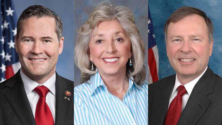 Combined photos of the US Congress members: Michael Waltz (left), Dina Titus (center), Doug Lamborn (right)
