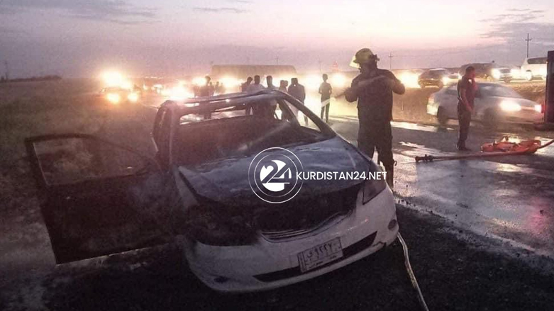 السيارة تضررت بسبب الحريق - صورة: كوردستان 24
