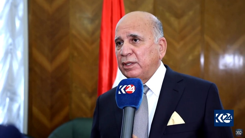 Iraq's Foreign Minister Fuad Hussein speaking to Kurdistan 24. (Photo: Kurdistan 24)