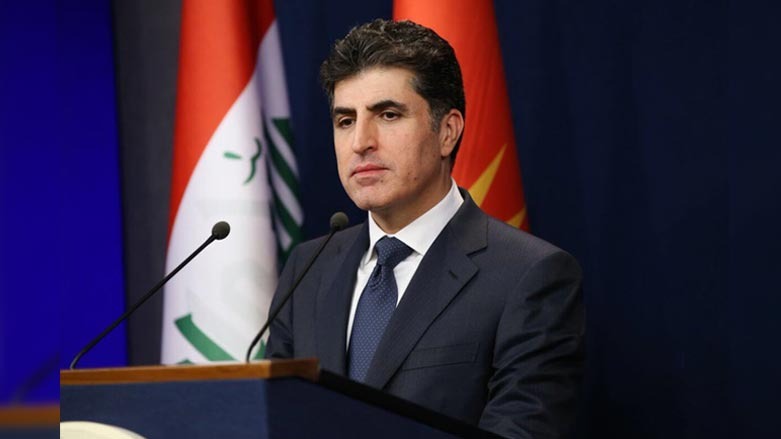 Kurdistan Region President Nechirvan Barzani speaking during a press conference. (Photo: Kurdistan Region Presidency)