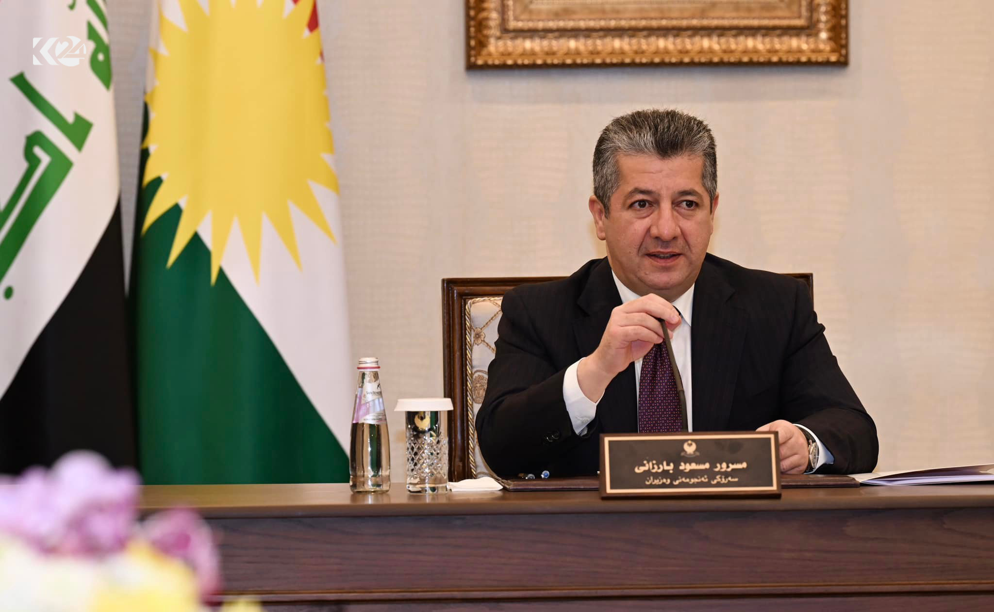 Kurdistan Region Prime Minister Masrour Barzani during KRG Council of Ministers meeting, Aug. 9, 2023. (Photo: KRG)