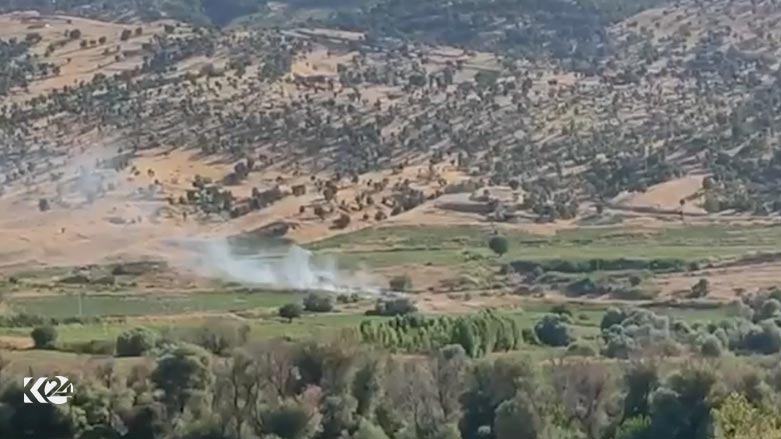 Smoke emanating from the site of the drone strike in Penjwen. (Photo: Submitted to Kurdistan 24)