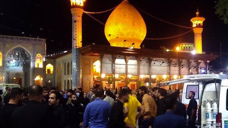 People gather outside the holy Shah Cheragh Shrine in Iran's southern city of Shiraz after a militant attack, Aug. 13, 2023. (Photo: Fars News)