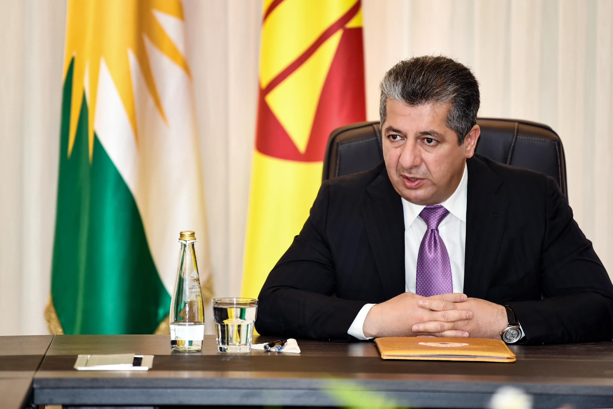 KDP Vice President Masrour Barzani is pictured during a meeting with his party's officials in Duhok, August 14, 2023. (Photo: Barzani's office)