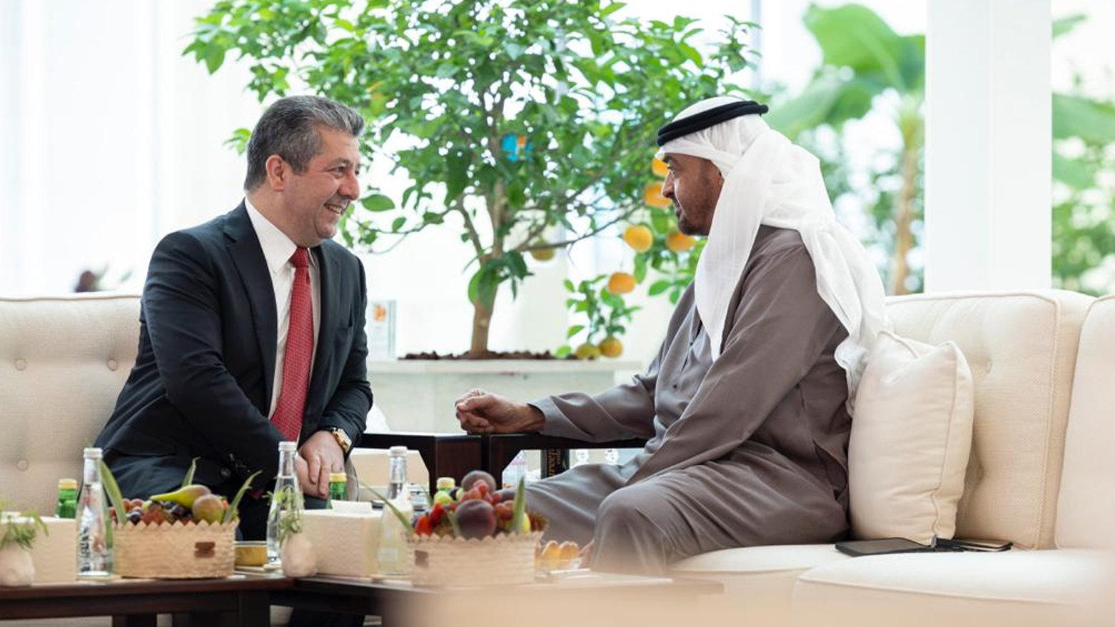 الرئيس الإماراتي محمد بن زايد ورئيس حكومة إقليم كوردستان مسرور بارزاني