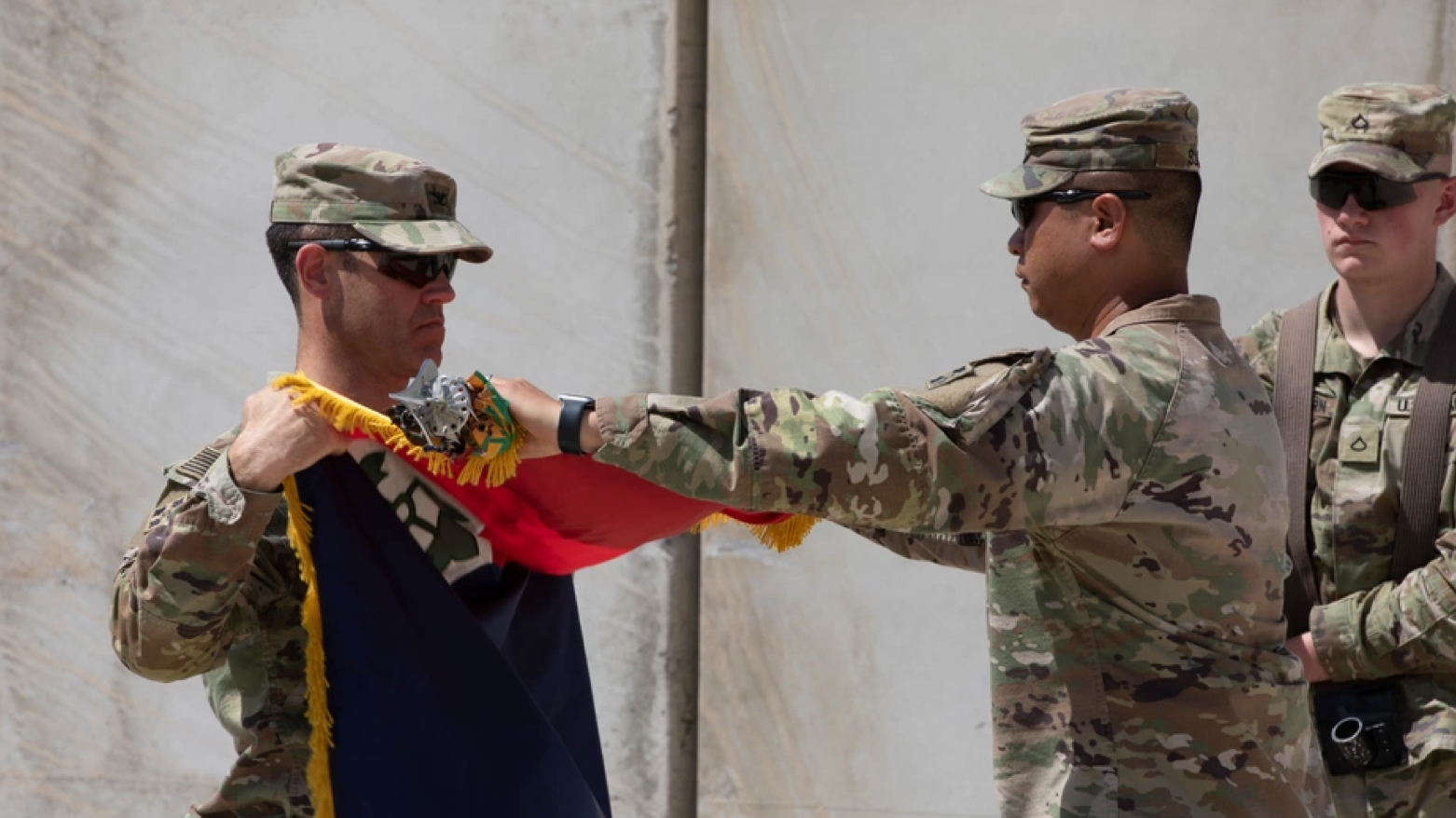 1st Stryker Brigade Combat Team, 4th Infantry Division, Transfer Of Authority Ceremony to 1st Brigade Combat Team, 10th Mountain Division, May 27, 2022, at Erbil Air Base (Photo:  Cpl. Tommy Spitzer/CJTF-OIR)