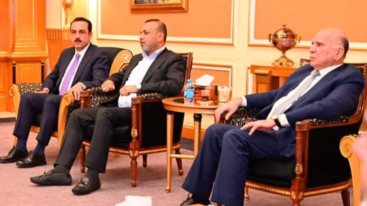 Erbil governor Omed Khoshnaw (first from the left) during his meeting with a top Iraqi delegation, Aug 18, 2023. (Photo: Erbil Governor)