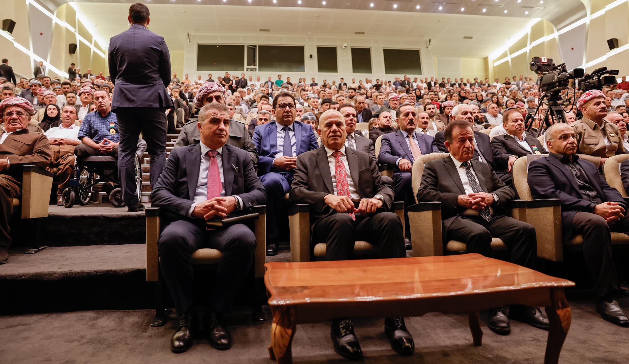 Party members, families and relatives of martyrs, and local residents attend a townhall held by KDP President Masoud Barzani in Duhok, August 21, 2023. (Photo: Barzani Headquarters)