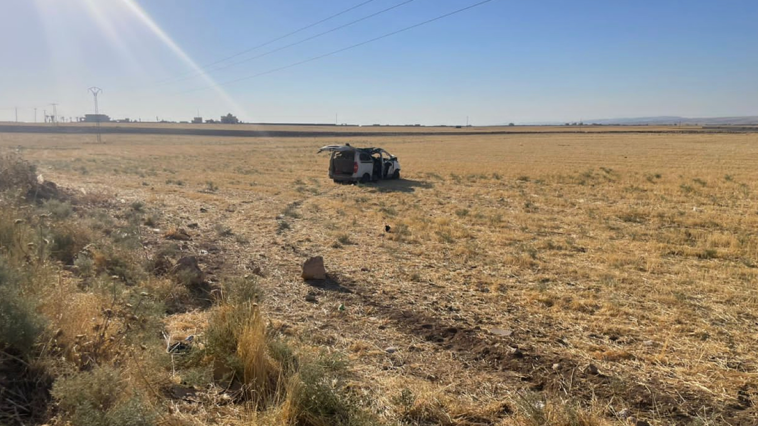 A Turkish drone on Wednesday targeted a car in the Hasakah province (Photo: ANHA)