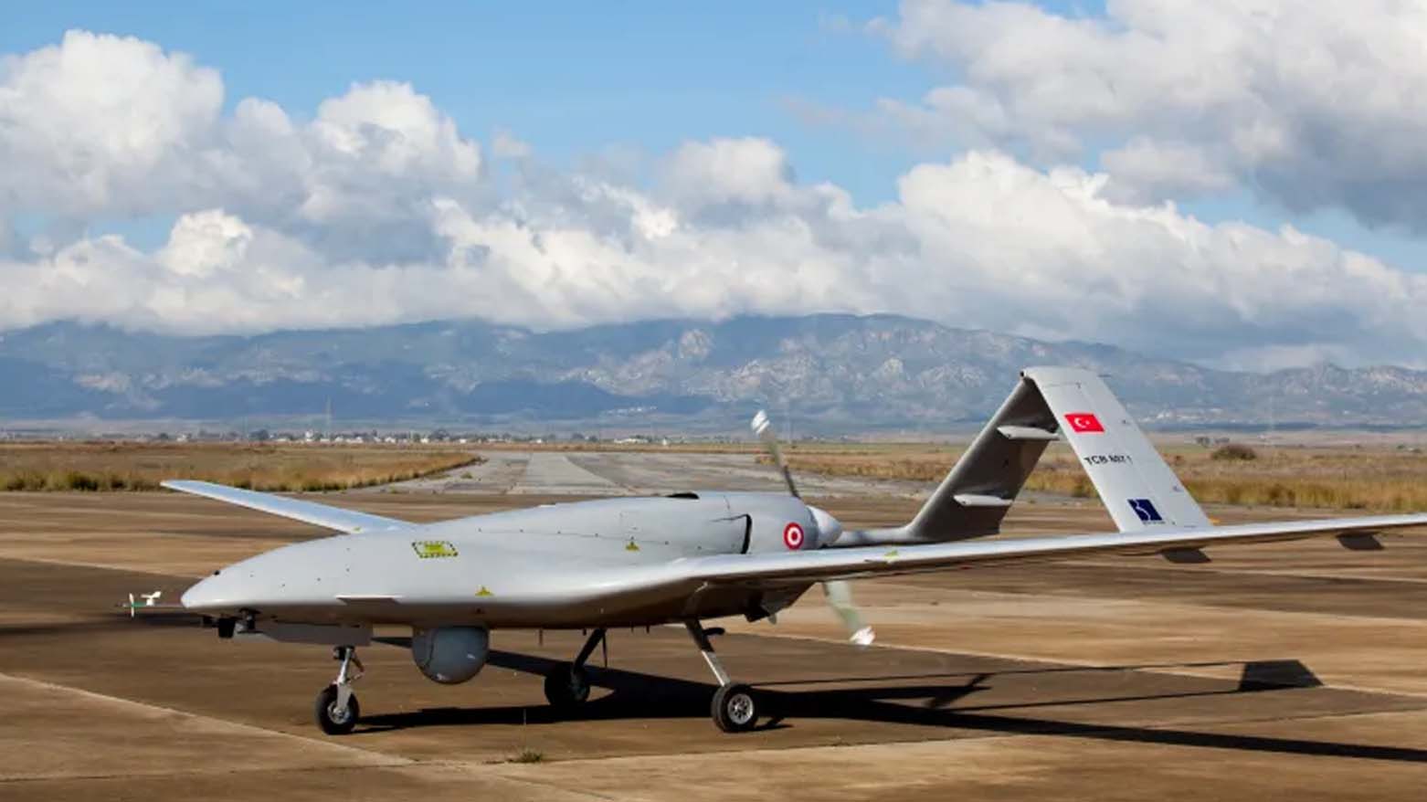 Turkish-made Bayraktar TB2 drone is pictured at Gecitkale military airbase near Famagusta in Northern Cyprus, Dec. 16, 2019 (Photo: Birol Bebek/AFP)