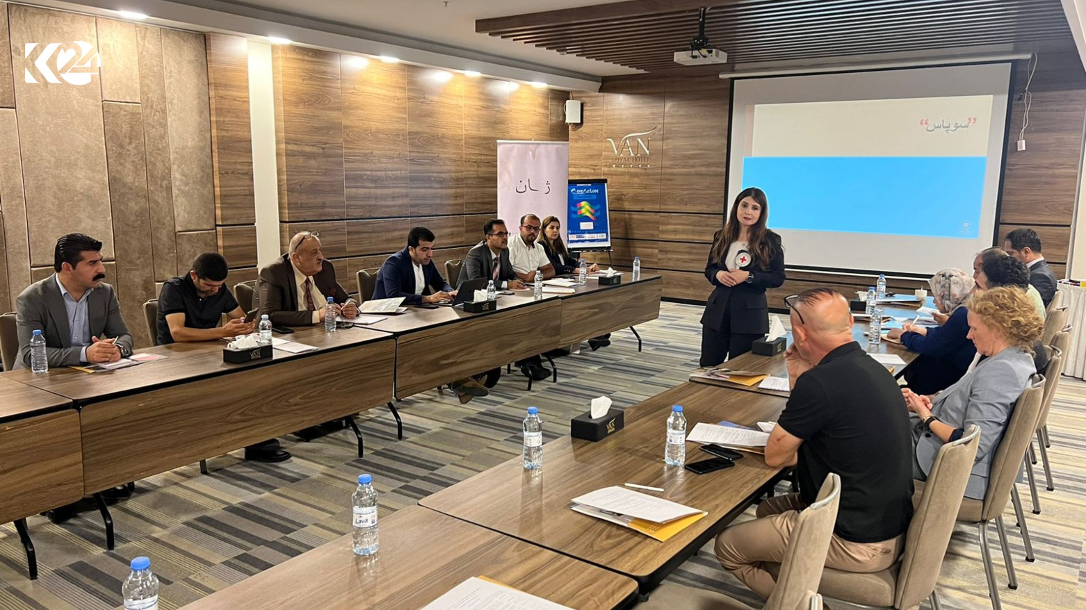 Avin Yassin, the ICRC spokesperson, speaking during a workshop for journalists as part of the organization's campaign to mark the International Day of the Disappeared, August 24, 2023. (Photo: Azar Faruq/Kurdistan 24)