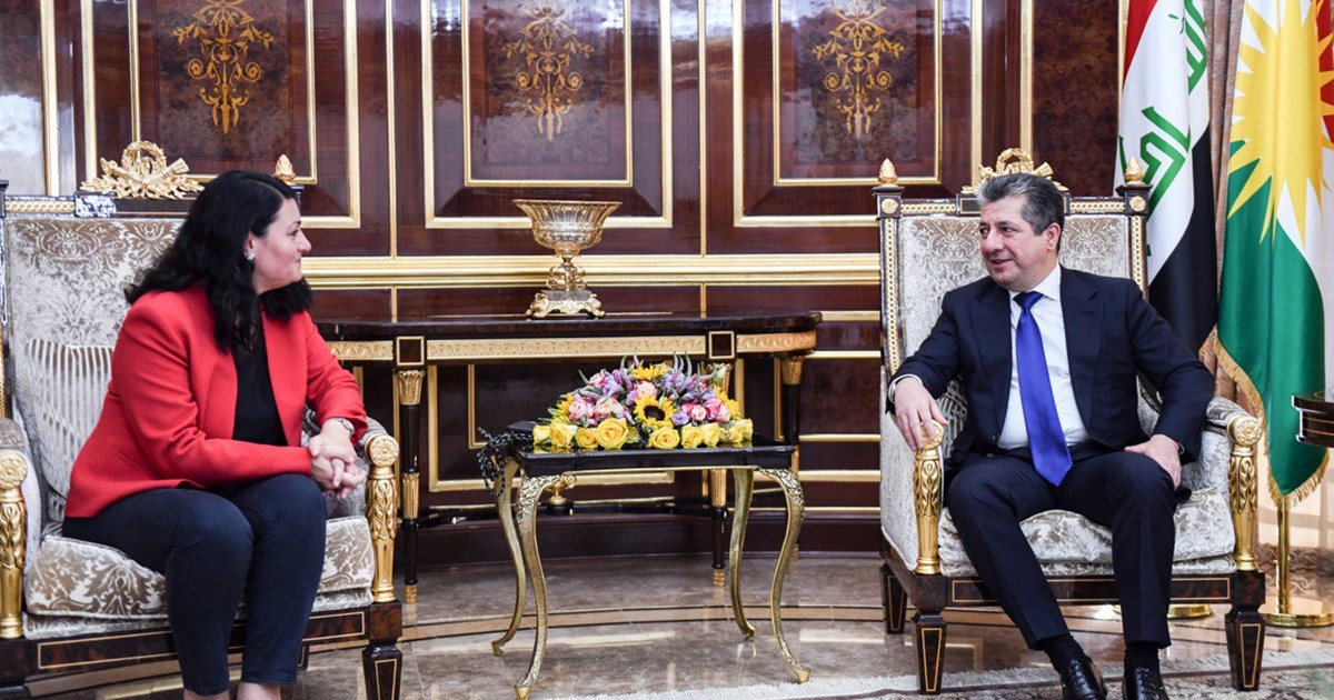 PM Masrour Barzani met with a German delegation led by German MP Lamya Kaddor, Aug. 24, 2023 (Photo: KRG)