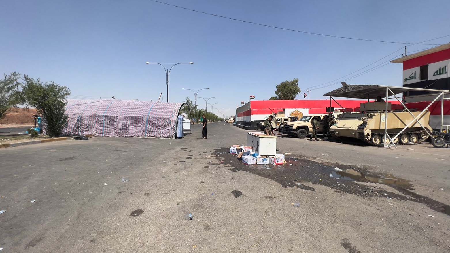 Tents erected in front of the current Kirkuk JointOperations Command building that used to serve as KDP Kirkuk Headquarters, August 29, 2023. (Photo: Hemin Dalo/Kurdistan 24)