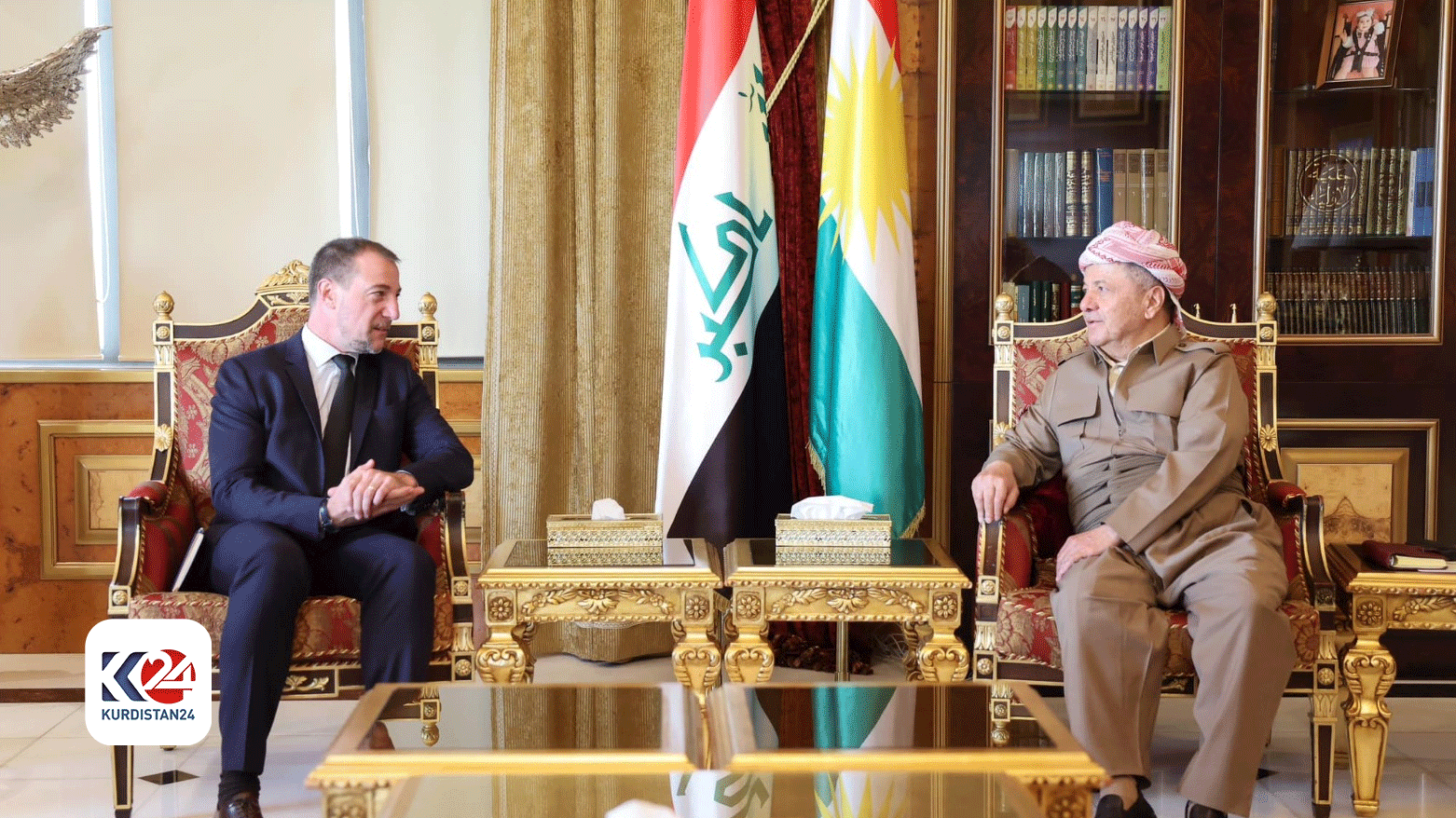 KDP President Masoud Barzani Meets French Consul General Yann Braem in Erbil