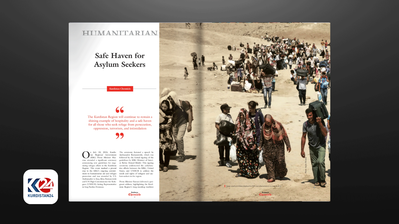 The frontpage of the article 'Safe Haven for Asylum Seekers.' (Photo: Designed by Kurdistan24)