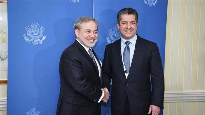 Kurdistan Region Prime Minister Masrour Barzani (right) meets with US Secretary of Energy Dan Brouillette at the Munich Security Conference, Feb. 14, 2020. (Photo: KRG)