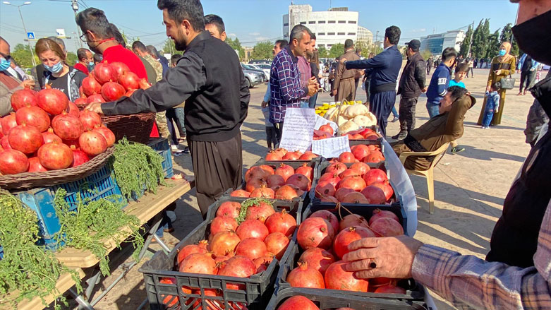 Halabja pomegranates in a locally produced fruit festival in Kurdistan Region's capital city Erbil. (Photo: Kurdistan 24)