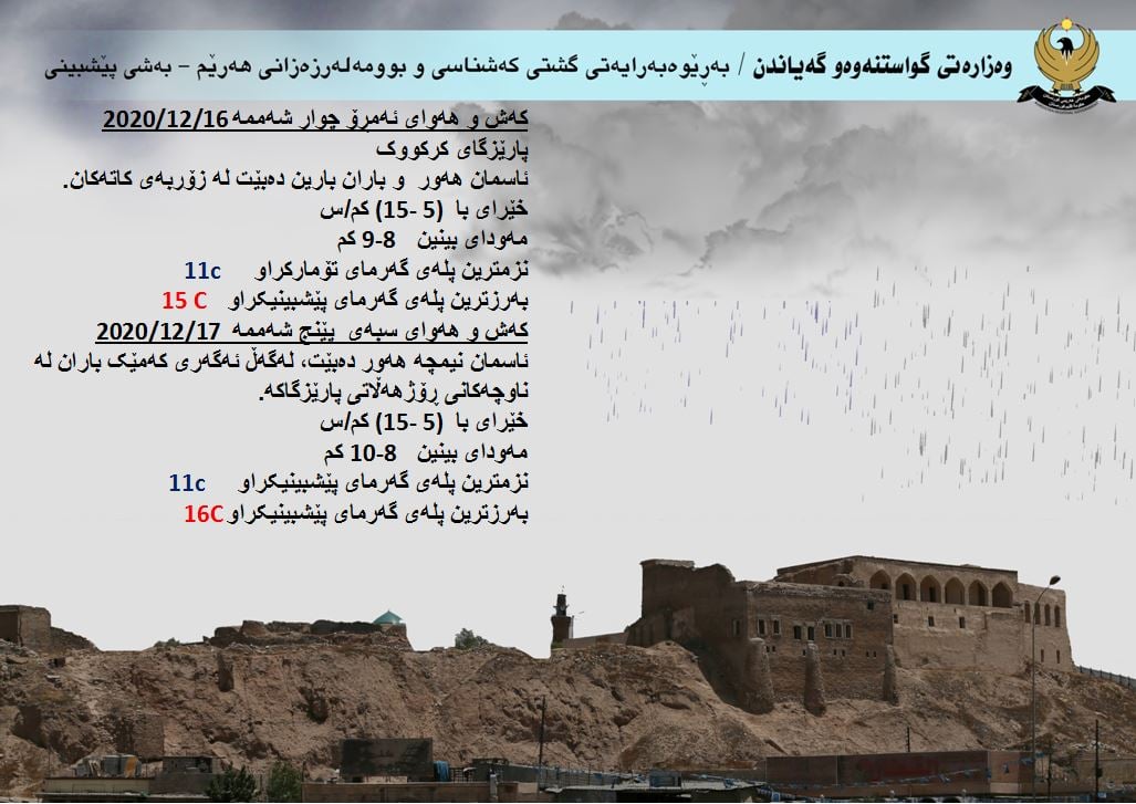 كەشوھەوای ئەمڕۆ و سبەی كەركووك
