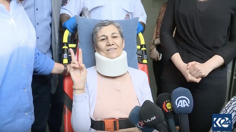 Former pro-Kurdish Peoples’ Democratic Party (HDP) lawmaker Leyla Güven reacts following her hunger strike. (Photo: Kurdistan 24)
