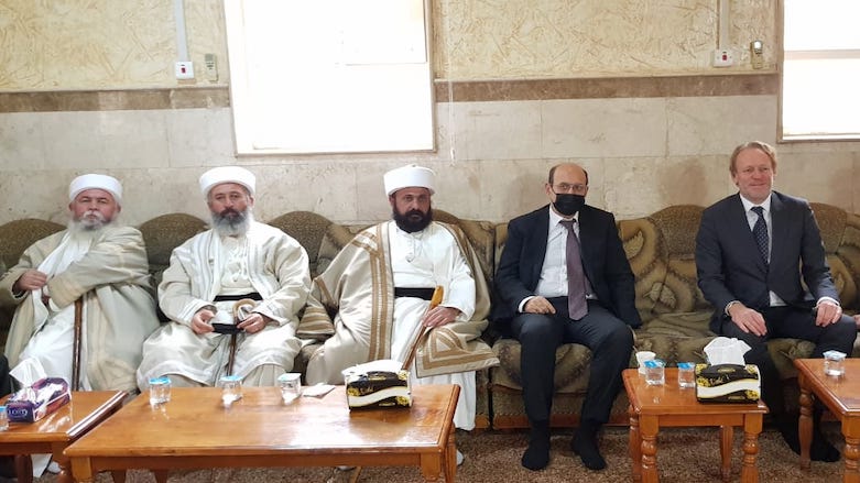 The Dutch Consul General in Erbil, Hans Akerboom (right), visited the Yezidi leadership on Dec. 22, 2020. (Photo: Kurdistan 24)