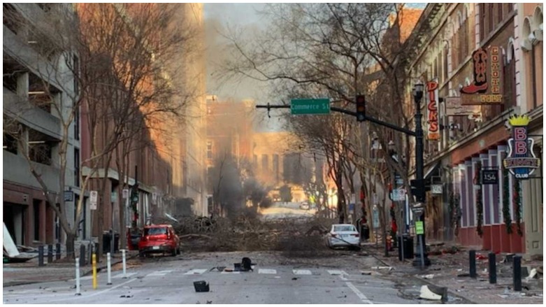 The aftermath of a vehicle bombing that occured early on Christmas morning in Nashville, Tennessee, Dec. 25, 2020. (Photo: Nashville Police)