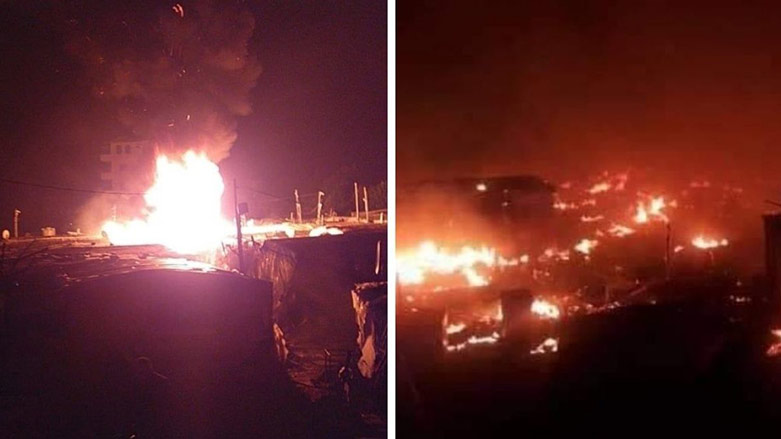 Lübnan'da Suriyeli mültecilere ait kamp alev alev yandı