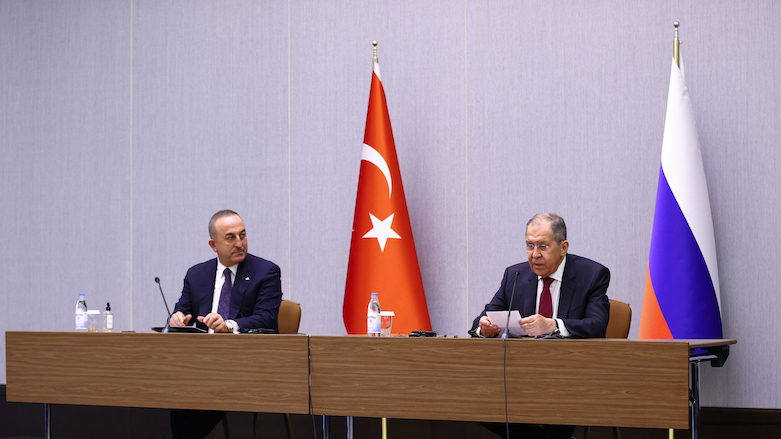Russian Foreign Minister Sergei Lavrov (right) and his Turkish counterpart, Mevlut Cavusoglu, attend a press conference in Sochi on Dec. 29, 2020. (Photo: AFP/Russian Foreign Ministry)