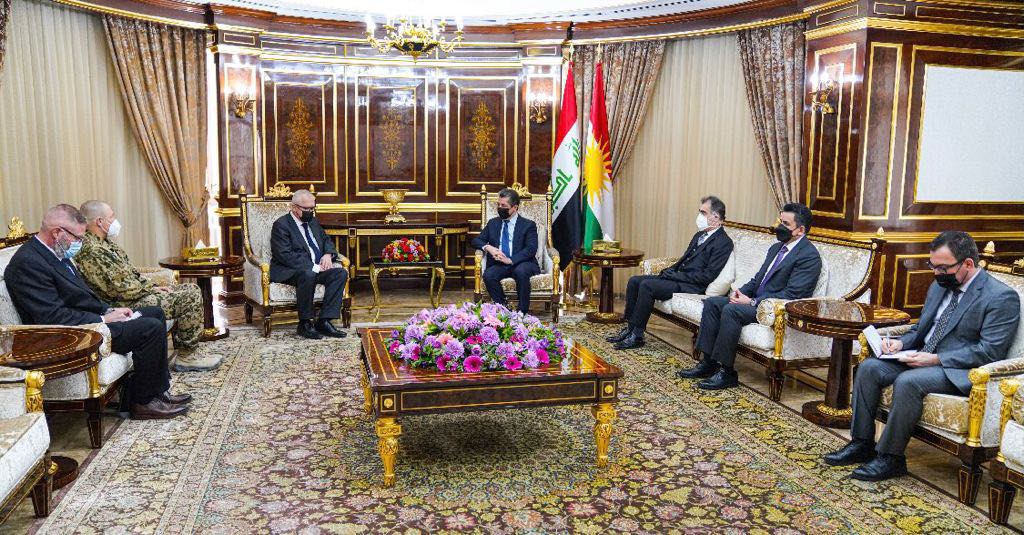 PM Barzani and Ambassador Matti Lassila during their meeting in Erbil, Dec. 5, 2021. (Photo: KRG)
