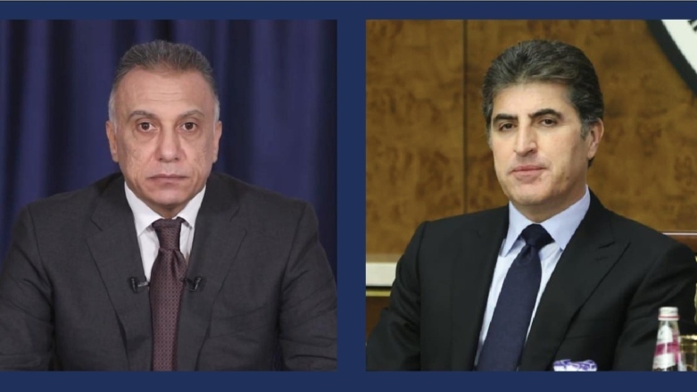 مصطفی کاظمی نخست وزیر عراق و نچیروان بارزانی رئیس اقلیم کوردستان