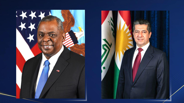 US Secretary of Defense Lloyd Austin (left) and Kurdistan Region PM Masrour Barzani. (Photos: DoD, KRG)