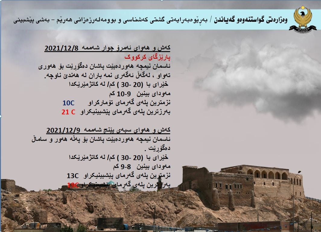 كەشوھەوای ئەمڕۆ و سبەی كەركووك