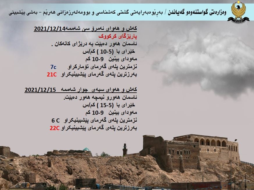 كەشوھەوای ئەمڕۆ و سبەی كەركووك