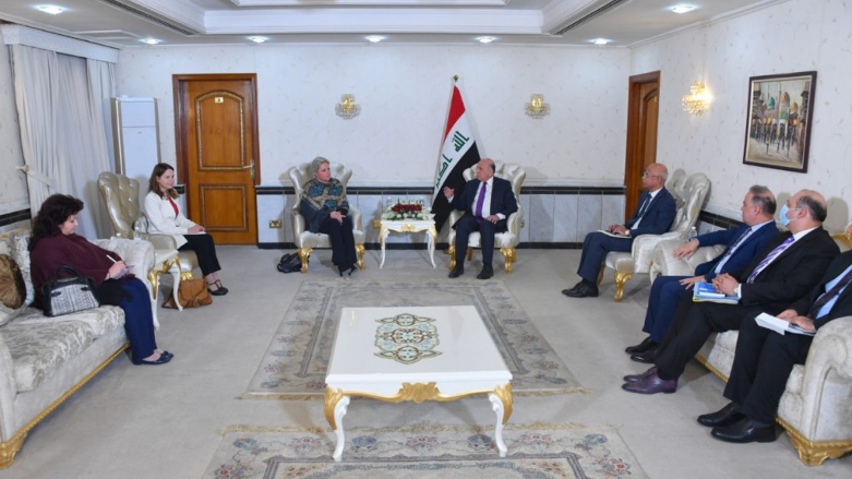 دیدار فواد حسین وزیر خارجه‌ی عراق با جنین هنیس پلاسخارت، نماینده‌ی ویژه‌ی دبیرکل سازمان ملل در عراق