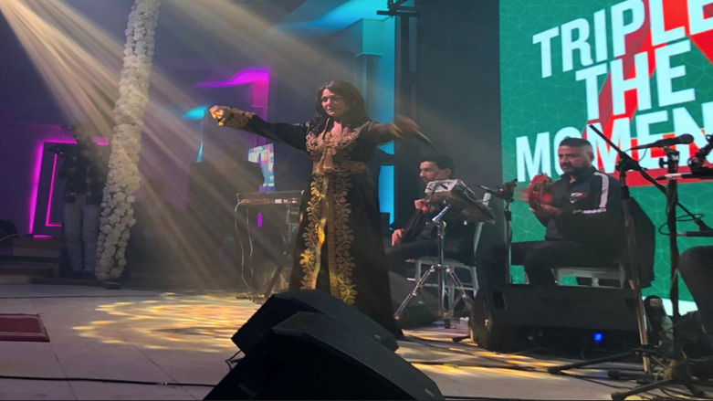 Iraqi singer Sajda Obeid gives a concert at the "Yarmouk Club" in Baghdad, Iraq, Monday, Dec. 13, 2021. (Photo: Samya Kullab/AP)