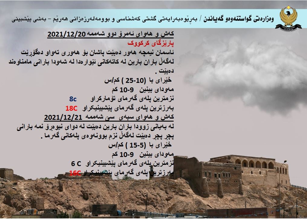كەشوھەوای ئەمڕۆ و سبەی كەركووك