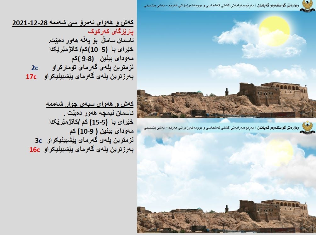كەشوھەوای ئەمڕۆ و سبەی كەركووك