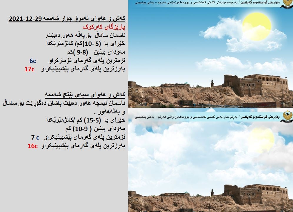 كەشوھەوای ئەمڕۆ و سبەی كەركووك