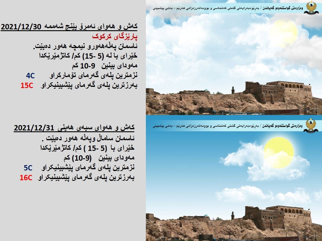 كەشوھەوای ئەمڕۆ و سبەی كەركووك
