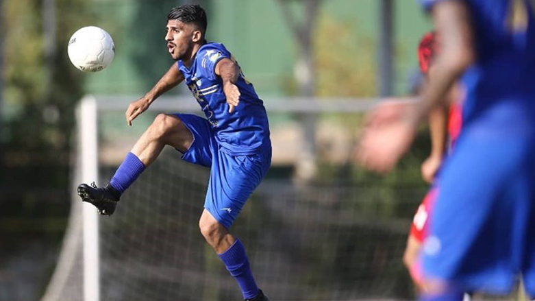 Kurdish-Iranian footballer Fardin Rabet pictured during a soccer match. (Photo: Submitted to Kurdistan 24)