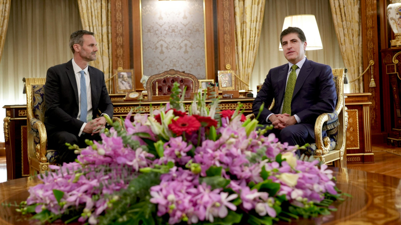 President Nechirvan Barzani received on Sunday in Erbil the Consul General of the Netherlands to the Kurdistan Region, Jaco Beerends, Dec. 3, 2022 (Photo: Presidency of the Kurdistan Region - Iraq)