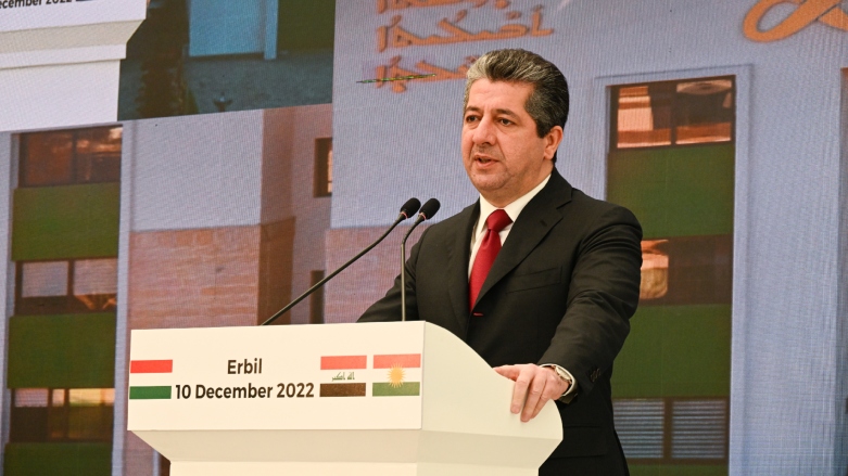 Kurdistan Region Prime Minister Masrour Barzani delivering remarks at the inauguration of Meltho Interantional School in Erbil, Dec. 10, 2022. (Photo: KRG)