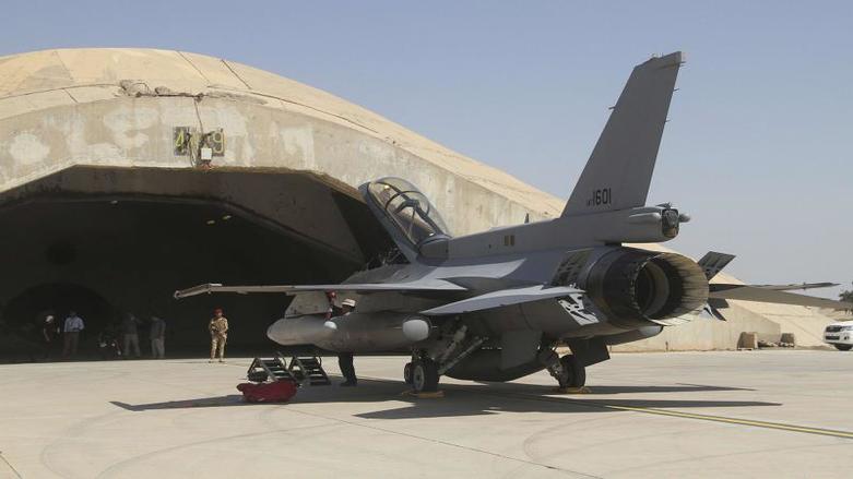 An Iraqi Air Force F-16IQ Viper fighter jet parked at Balad Airbase in Saladin province. (Photo: AFP)