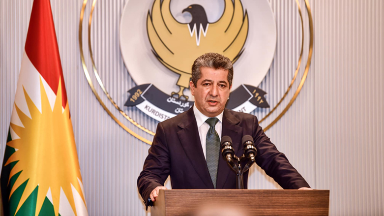 Kurdistan Region Prime Minister Masrour speaking during a press conference in Erbil, May 11, 2022. (Photo: KRG)