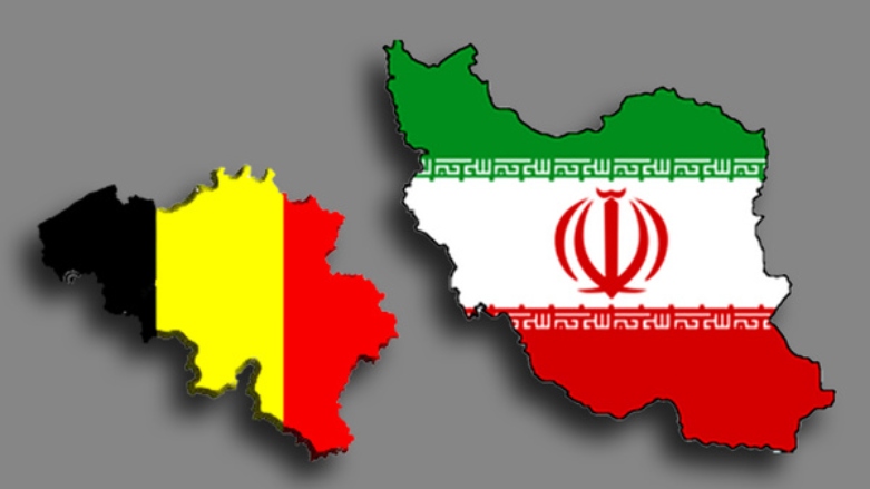 نقشه و پرچم ایران و بلژیک
