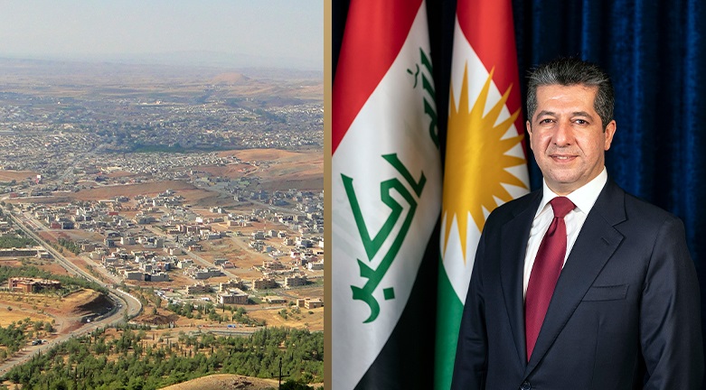 Koya district and Prime Minister Masrour Barzani. (Illustrated by: Kurdistan 24)