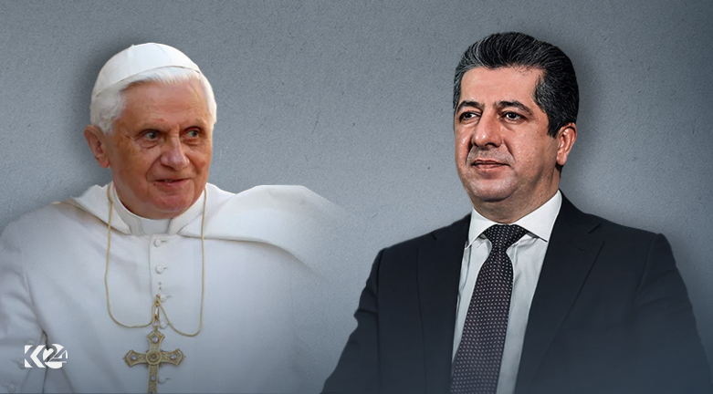Prime Minister Masrour Barzani (right) and Pope Benedict XVI. (Photo: designed by Kurdistan 24)